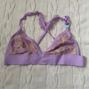 Victoria’s Secret Pink Lace Triangle Bralette Lavender Pastel Size L